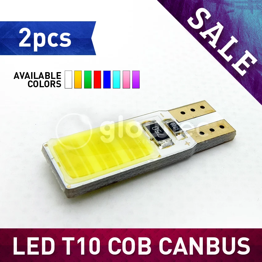 

2 шт., автомобильные светодиодсветодиодный лампы T10 W5W COB W16W T10 COB