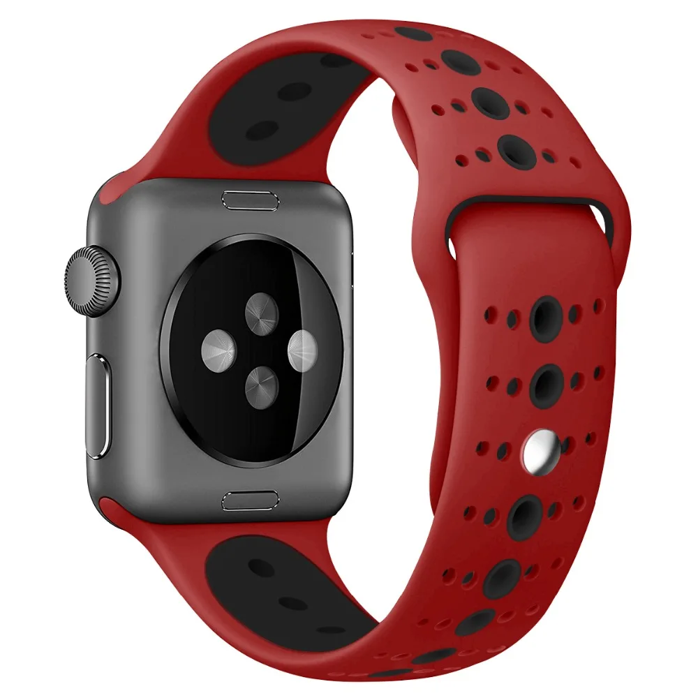 Хохлатый силиконовый спортивный ремешок для Apple Watch 4 44 мм 40 мм IWatch band Series 4 3 2 1 наручный браслет ремень резиновый ремешок для часов