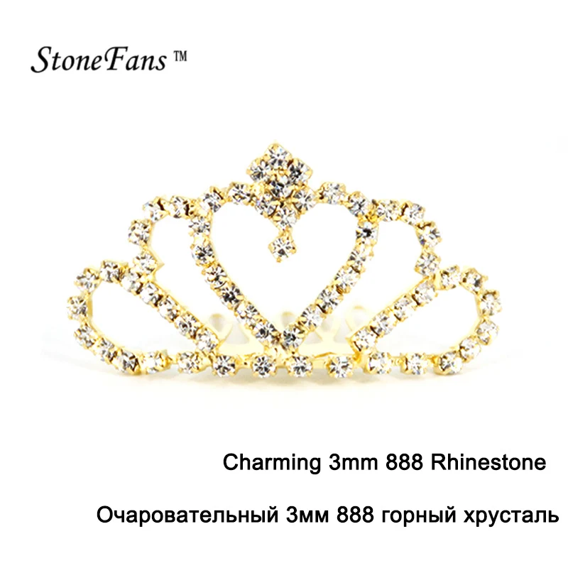 Корона для волос StoneFans в форме сердца принцессы женщин корона конкурса золотые