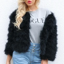 Новая модная Толстая теплая меховая куртка Верхняя одежда пушистое пальто из искусственного меха Женское зимнее пальто с 3/4 рукавом мохнатое женское меховое пальто черного цвета