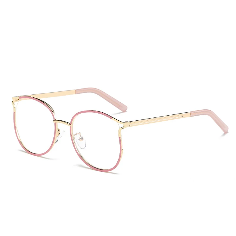 Elbru кошачий глаз зрелищная оправа для очков для мужчин и женщин очки в металлической оправе новые модные брендовые дизайнерские очки с оптическими стеклами - Цвет оправы: Pink Gold