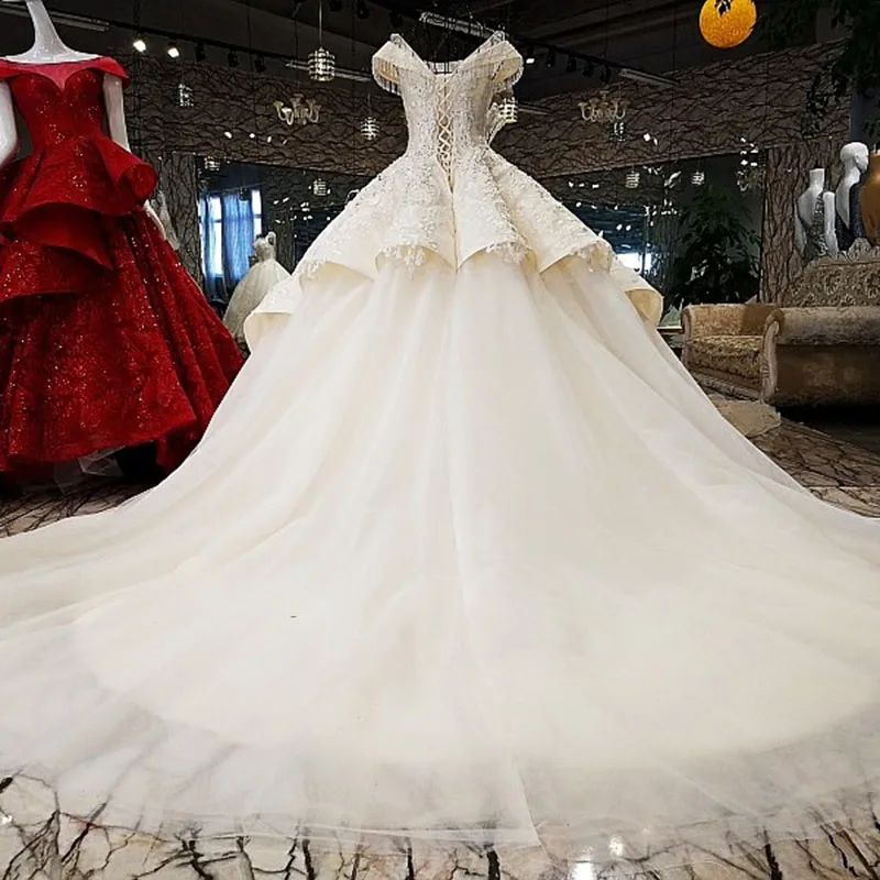 LS34332 2020 роскошное свадебное платье с круглым вырезом бальное на шнуровке цвета