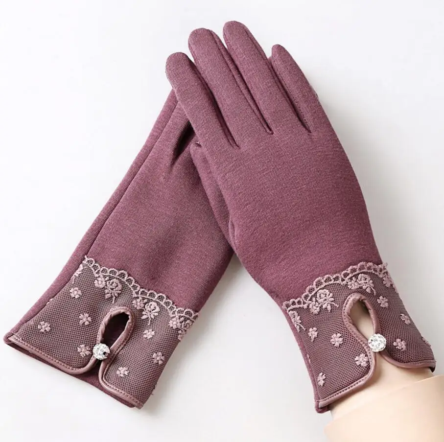 YRRETY Зима Весна бисерные Гипсофилы перчатки Твердые шерстяные перчатки для женщин Наручные сенсорный экран митенки, перчатки женские перчатки - Цвет: G145 016F Bean paste