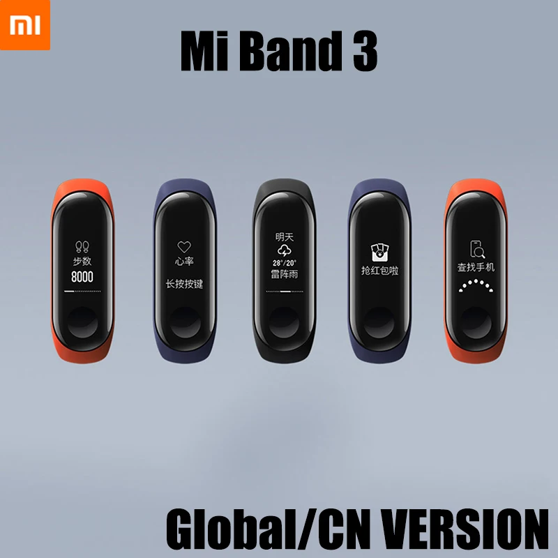 

Xiaomi Mi Band 3 Smart Wristband Band Fitness Bracelet Touch OLED Message Heart Rate 0.78" OLED Instant Message Call Bluetooth