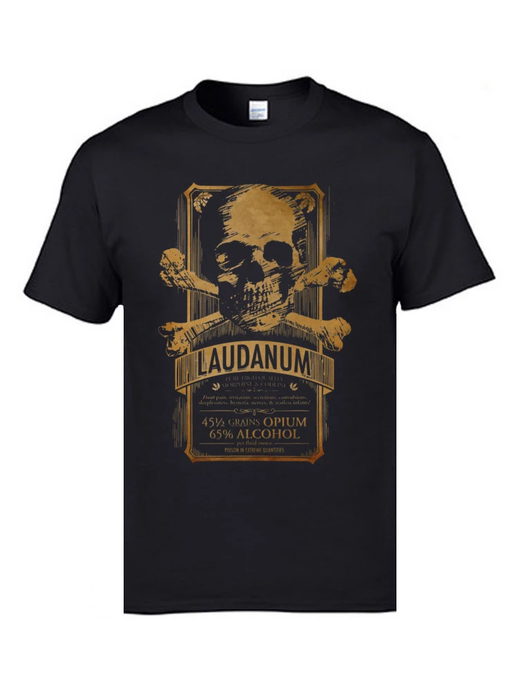 New Coming Casual Birthday T Shirt Crewneck 100% Cotton Fabric Men T Shirt Short Sleeve Father Day Birthday Tee Shirt Laudanum Medical Goth Steampunk Label 5732 black