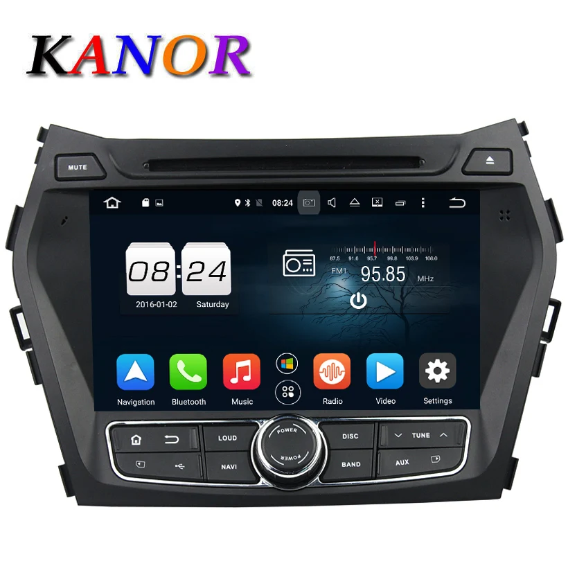 8 inch 1024600 8 core android 60 car dvd gps video radio player 2 din in dash dvd for Hyundai IX45 Santa fe 2013 pure Android