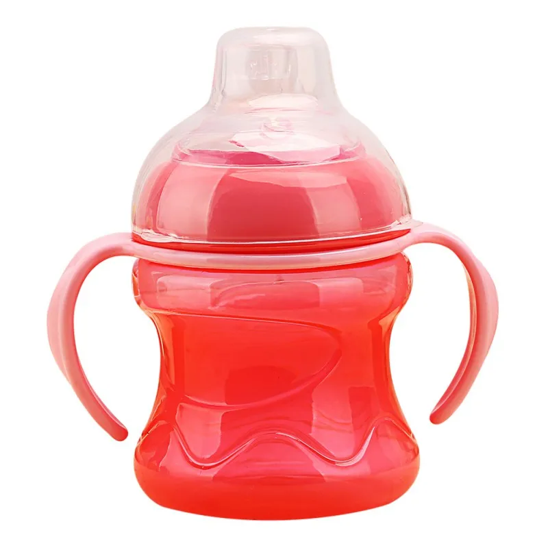 280 мл детская чашка-непроливайка для воды Детская Бутылочка для питья с ручкой для обучения детей с трубочкой mamadeira дети учатся - Цвет: Красный