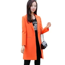 New Women Long Blazer Coat 2019Spring Korean Business Office Suit Jackets Ladies Blazers Solid Slim Female Tops Outerwear AA548