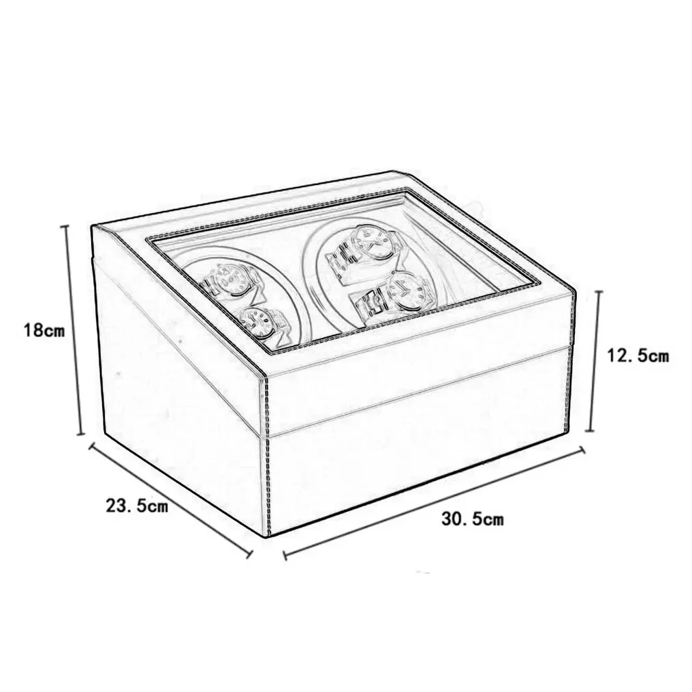 Автоматическая Механическая коробка для хранения часов с американской вилкой, черная коробка для хранения из искусственной кожи, коллекция часов, дисплей, коробка для сматывания ювелирных изделий, горячая распродажа