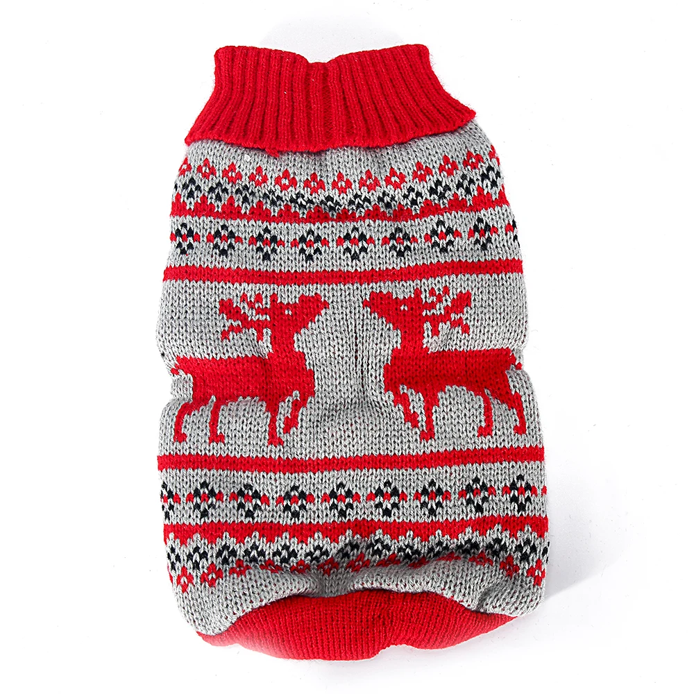Winter Christmas Dog Sweater Warm Turtleneck Solid Deer Cat Dog