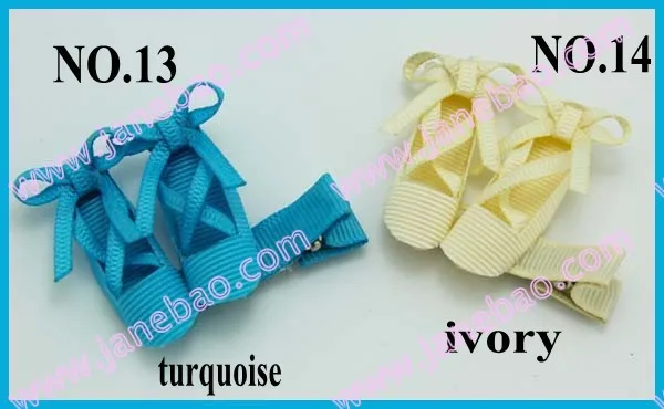 free shippng 10pcs Ribbon Ballet Slippers ballerina hair bows Dancing shoe hair clips