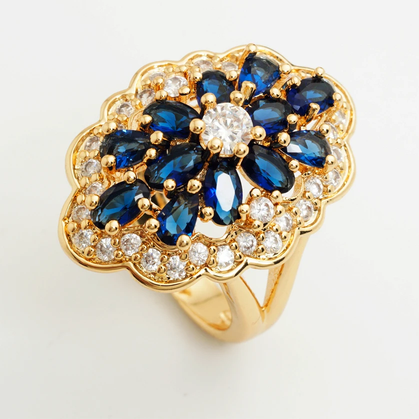 

Yunkingdom Queen Style Party Ring Crystal Gold Color Rings for Women Cubic Zirconia Anillos Dropshipping