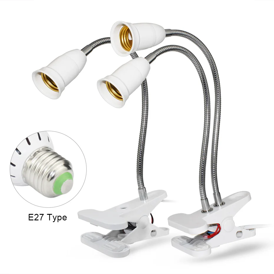

Growing Lamps E27 Desk Clip Holder LED Lamp Holder Socket Power Cable With ON/OFF Switch AC 85-265V EU/US New
