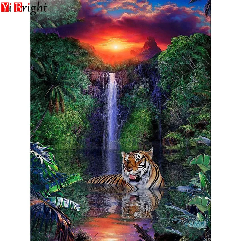 

5D DIY Diamond Painting Animal Diamond Embroidery Cross Stitch Tiger Landscape Full Square Drill Decoration Home XY1