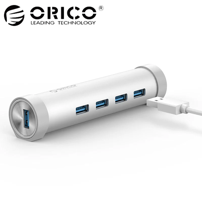 

ORICO ARH4-U3-SV Aluminum Round 4 Ports USB3.0 HUB Super Speed 5 Gbps for MAC Notebook Perfectly - Silver