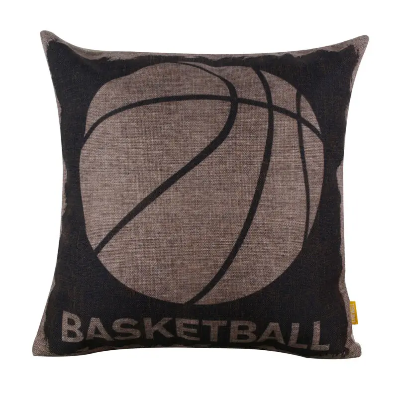 LINKWELL 45x45cm Retro Black Basketball Burlap Cushion Cover throw