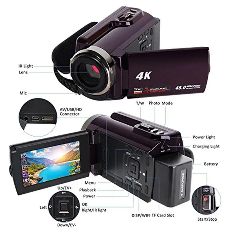 HD Video Digital Camera Wedding Record Photography Camera Recorder Premium Small Shooting DVR Digital Camcorder DV Camcorder