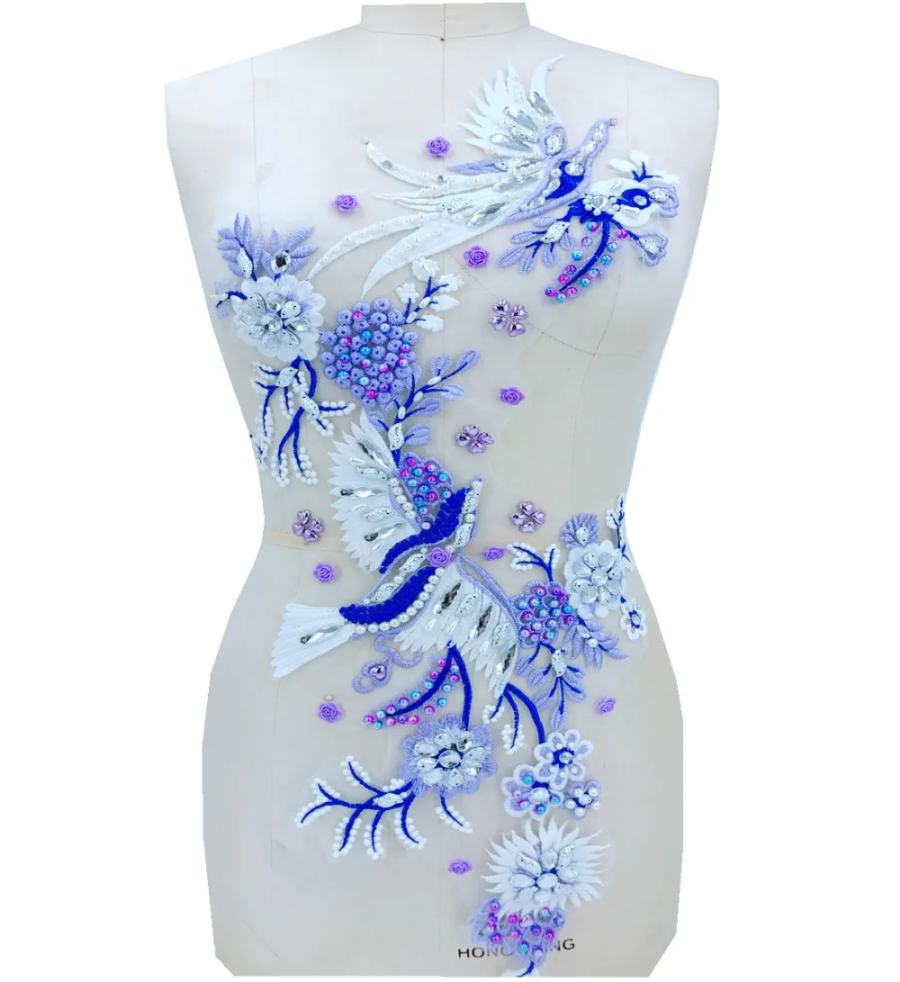Большая разноцветная вышивка кристалл кружево Аппликация с peal стразы отделка патчи 68*27 см для платья аксессуар