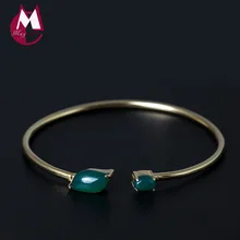 Натуральный Зеленый Халцедон Браслеты 925 пробы Серебряный женский браслет браслеты винтажные геометрические браслеты хорошее ювелирное изделие YB67