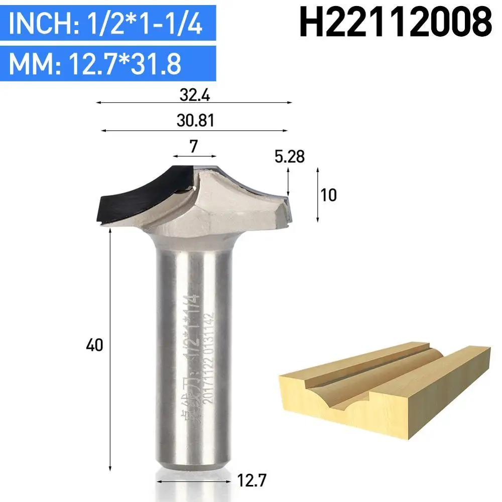 HUHAO 1 шт. 1/" хвостовик CVD покрытие фрезы для дерева лезвие PCD плесень Концевая фреза деревообрабатывающий резак PCD двери шкафа резьба - Длина режущей кромки: H22112008