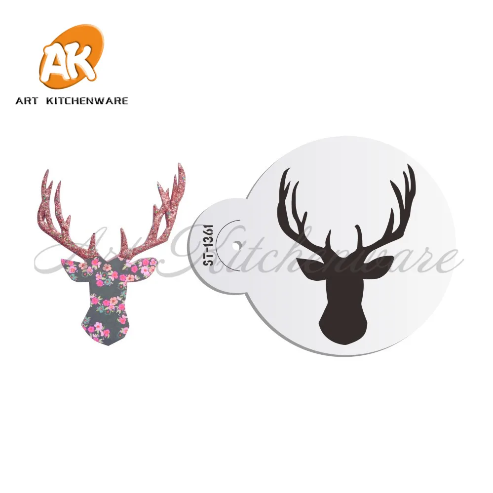 

Antlers Pattern Cake Top Stencil Template Paint Stencils for Wall Mould Baking Stencil Cake Tools Kitchen Accessories ST-1361