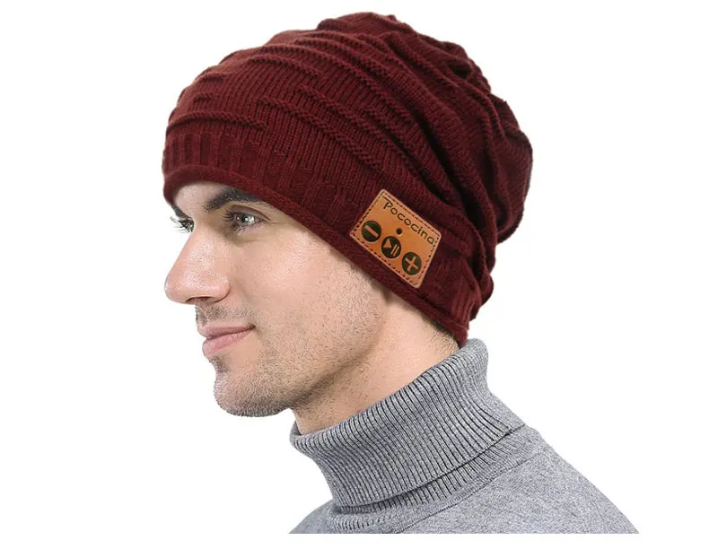 Bluetooth Beanie шляпа с перезаряжаемой унисекс беспроводной Beanies панель управления съемные стерео наушники шерсть вязать музыкальное бини