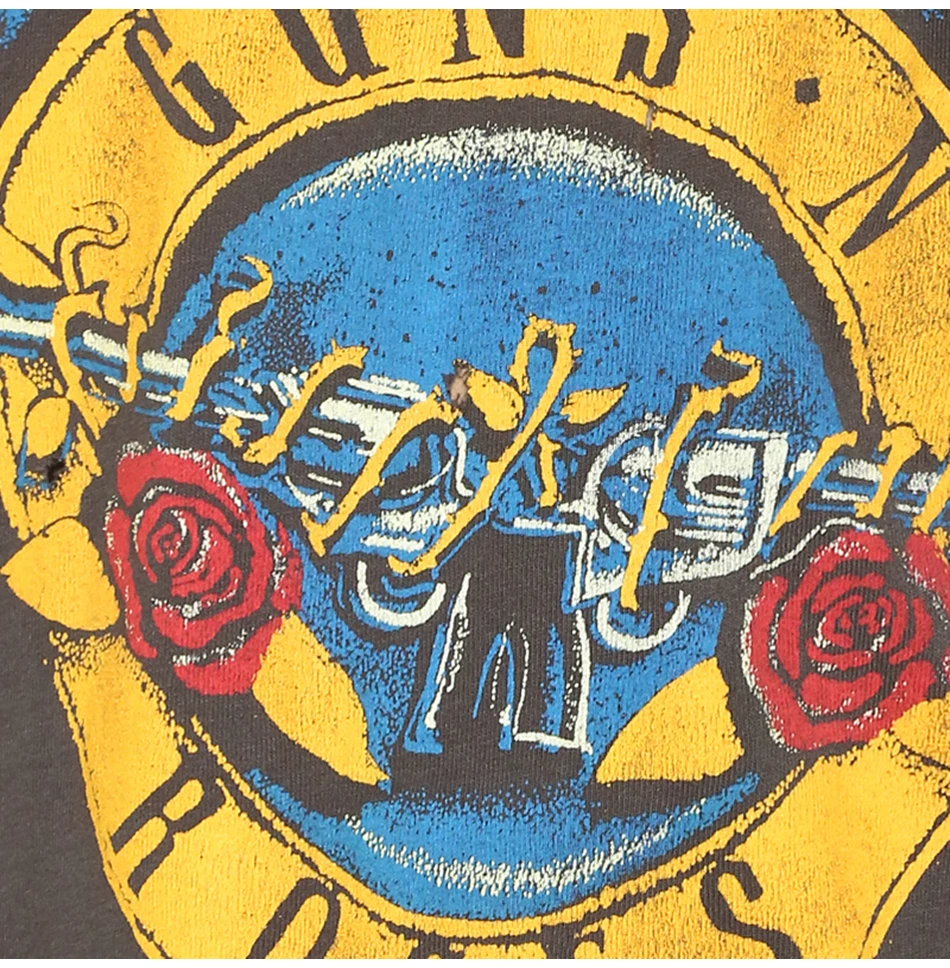 Коричневый с короткими рукавами и круглым вырезом проблемных рваные "Guns N Roses Футболка с принтом для женщин и девушек повседневные в стиле