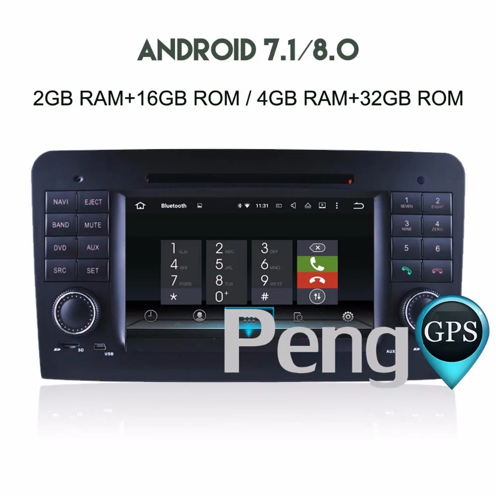 Sale Octa Core 7 Inch CD DVD Player 2 Din Stereo Android 8.0 Car Radio for Benz  ML W164 GL X164 2005-2012 GPS Navigation Autoradio 5