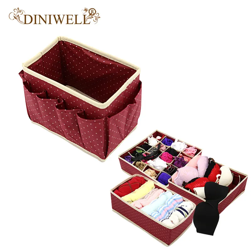 Домашняя косметическая коробка для хранения косметики DINIWELL с 8 карманами + 3 ящика