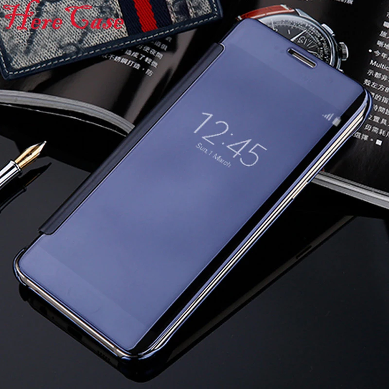 Зеркальный Чехол Smart View для samsung Galaxy S7 S7Edge S8 плюс Note8 протектор окна ясно кожа +