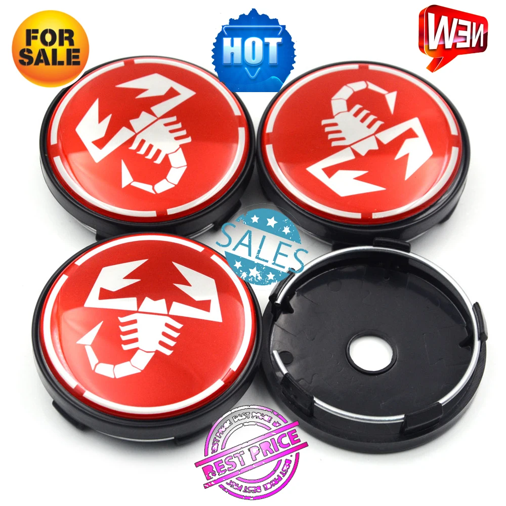 

Red Scorpion Abarth Car Emblem Wheel Center Hub Caps 4pcs 60mm Auto Wheel Badge Universal Covers for Fiat Abarth 595 500 695