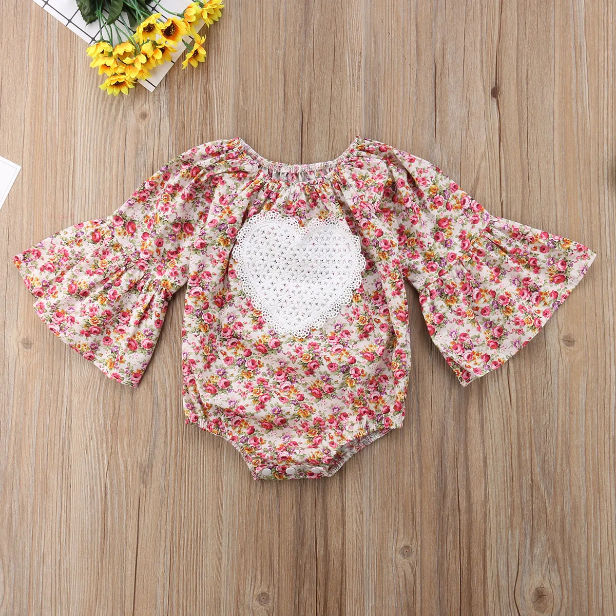 الوليد الطفل فتاة الزهور رومبير بذلة الملابس الزي Sunsuit مجموعة pudcoco الطفل الاطفال لطيف فتاة القلب رومبير