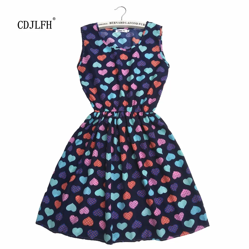 Buy Cheap CDJLFH Love peach Women Sexy black brief Print Summer Sleeveless Women vestido Brand Slim Dresses Clothing Beach Dress 2017