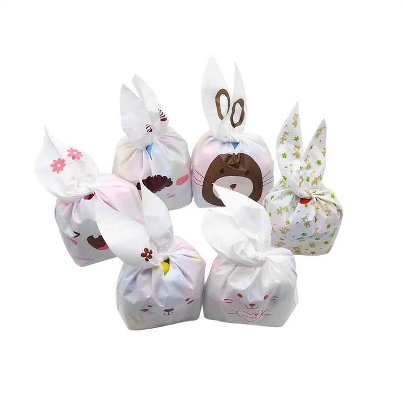 25 шт 21*12,5 см милый мультфильм с кроличьими ушами для печенья мешок пластиковая упаковка поставки печенья конфеты подарочные пакеты Свадебные украшения