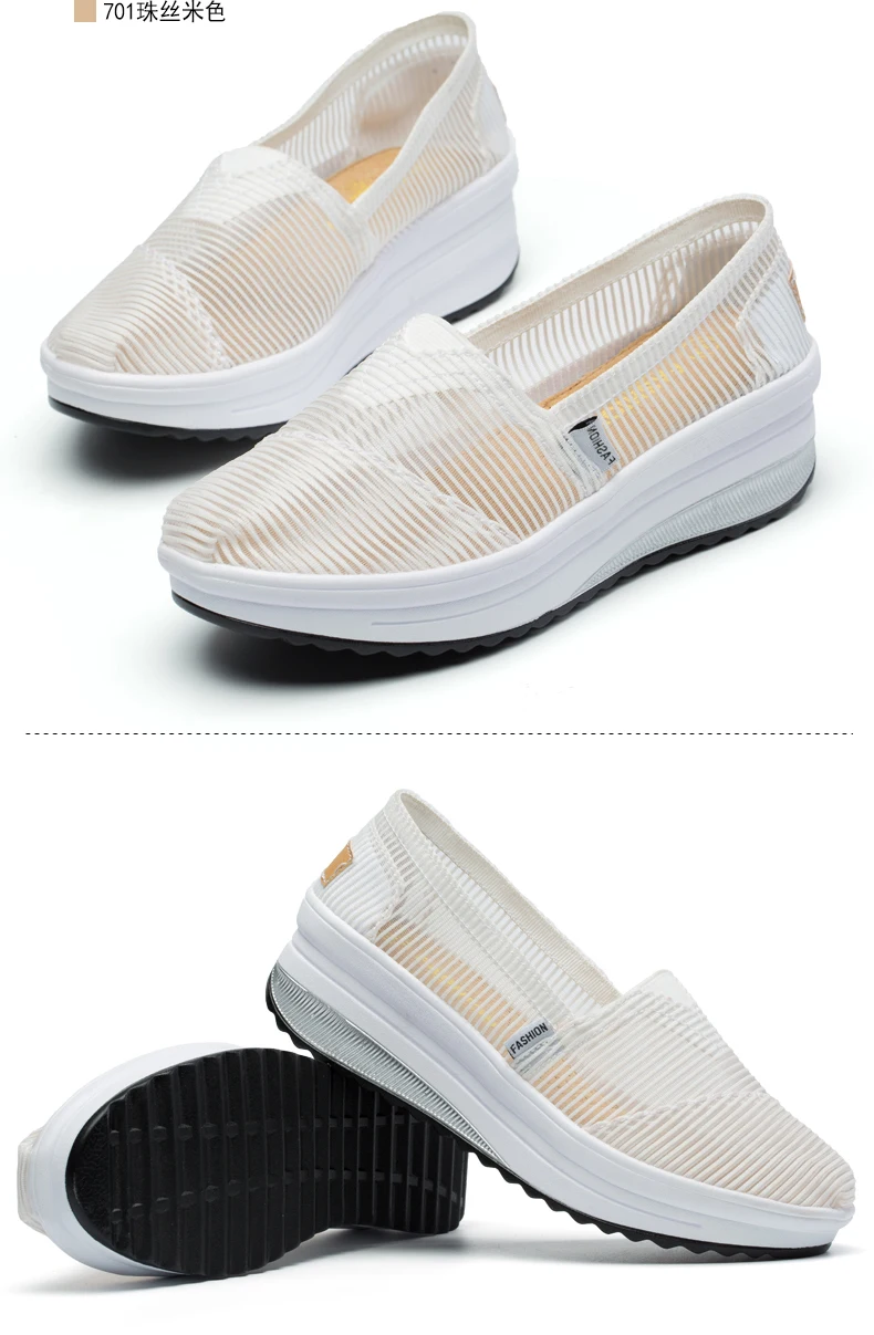 Летняя женская белая сетчатая обувь для медсестер, сандалии на танкетке, удобная дышащая пляжная обувь для женщин