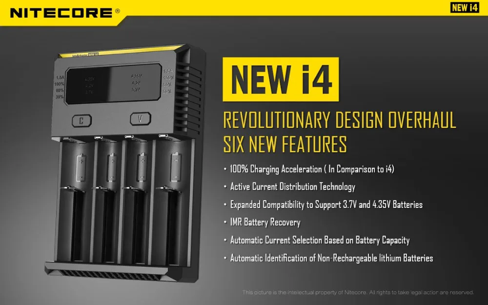 Nitecore D4 D2 I4 I2 зарядное устройство ЖК-дисплей интеллектуальная литий-ионная Зарядка 18650 14500 26650 16340 AA AAA батареи