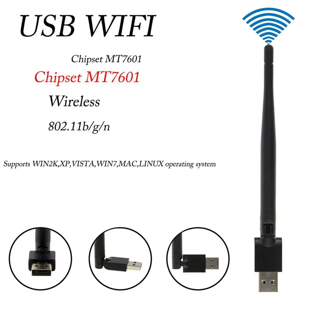 SATXTREM MT7601 чипсет wifi адаптер 150 м USB WiFi приемник беспроводной 802.11n/g/b LAN с антенной для DVB S2 DVB T2 декодер