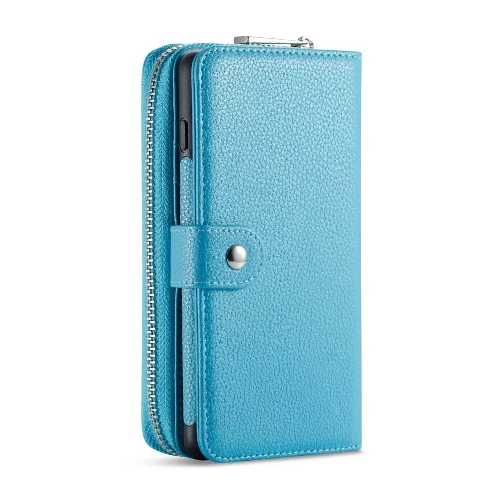 Роскошные Note 8 9 10 Pro бумажник с застежкой-молнией кожаный чехол для samsung Galaxy S8 S9 S10 плюс S10e чехол на магните отдельно стоящий мульти слот для карт