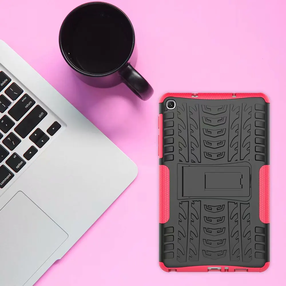 

Dazzle slim Armor Kickstand Hybrid 2 in 1 PC TPU Tire Pattern Rugged Shockproof case for Samsung Tab A 8.0 2019