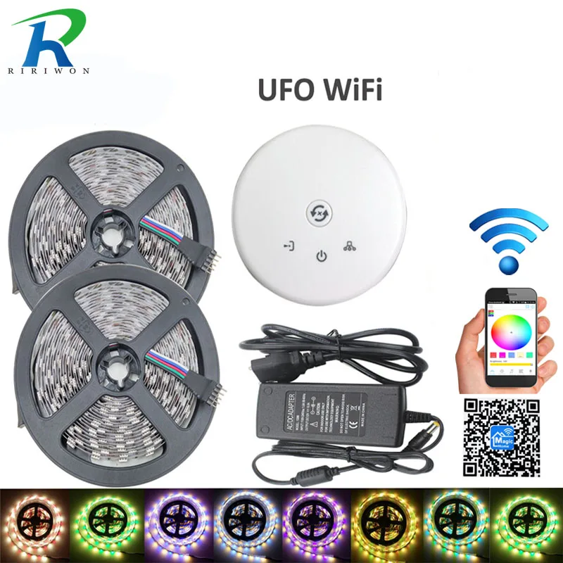 

RGBW 5050 LED Strip 2*5M NoWaterproof DC 12V flexible light 60LED/M RGB+White RGB+Warm White Colors light+6A+ufo wifi controller