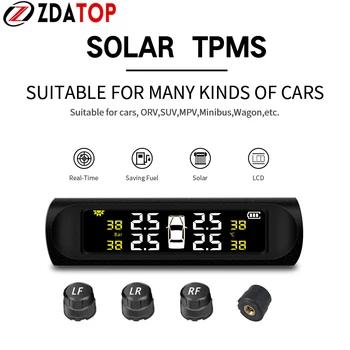 

Solar TPMS Outer Sensors Tire Pressure Auto Security Alarm Solar Power External Sensors For Car For SUV Digital LCD Display