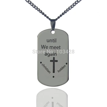 

AILIN Custom Letter Dog Tag Necklace Titanium Steel Couple Name Necklace Until We Meet Again Remembrance Engraved Jewelry