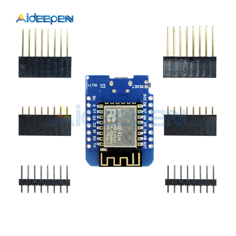 

Mini ESP8266 ESP-12 ESP-12F CH340G CH340 V2 Micro USB WeMos D1 WIFI Development Board Module 3.3V With Pins On ESP-8266EX
