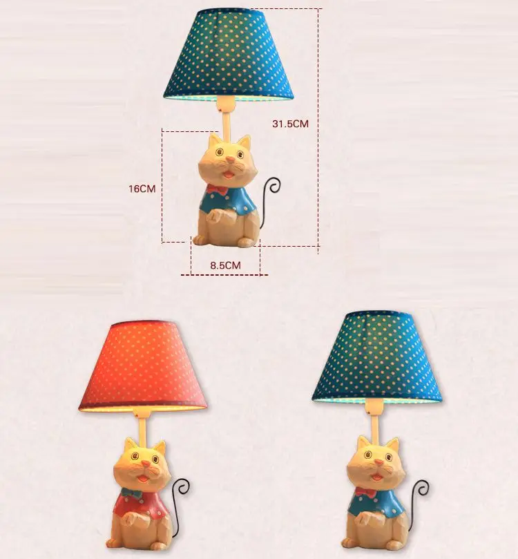 Креативные смолы кошка изголовья для спален настольная лампа современный милый кабинет ткань абажур настольные светильники подарок на день рождения настольные светильники