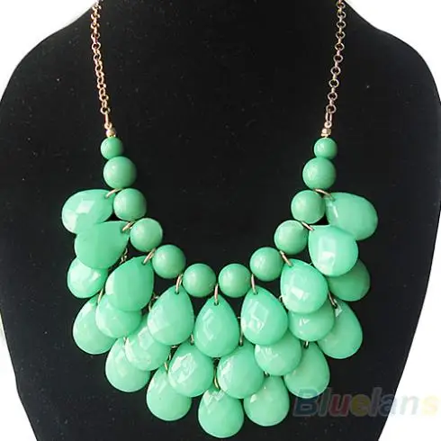 

Bluelans Women Female Fashion long Teardrop Resin Bubble Bib Statement Chain Power Neck Lace Necklace