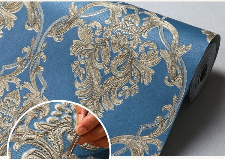 Fine Décor-Bleu et blanc effet vieilli Damas Caractéristique Papier Peint-FD21769 Fine Décor-Bleu et blanc effet vieilli Damas Caractéristique Papier Peint-FD21769