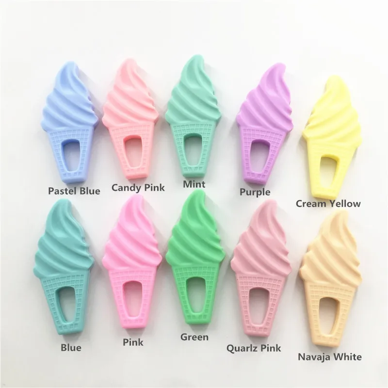 

Chenkai 50PCS BPA Free DIY Silicone Ice Cream Teether Baby Shower Pacifier Dummy Teething Chewable Pendant Nursing Sensory Toy