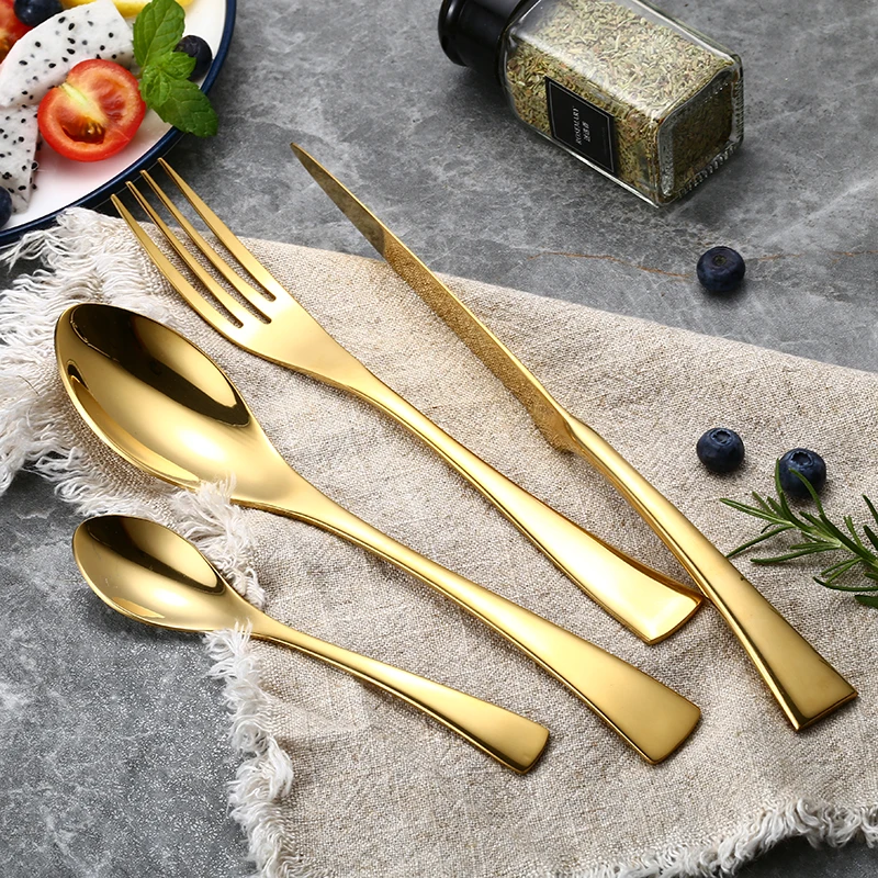 Wholesale 24Pcs/set Stainless Steel Gold Plate Cutlery Set Dinnerware