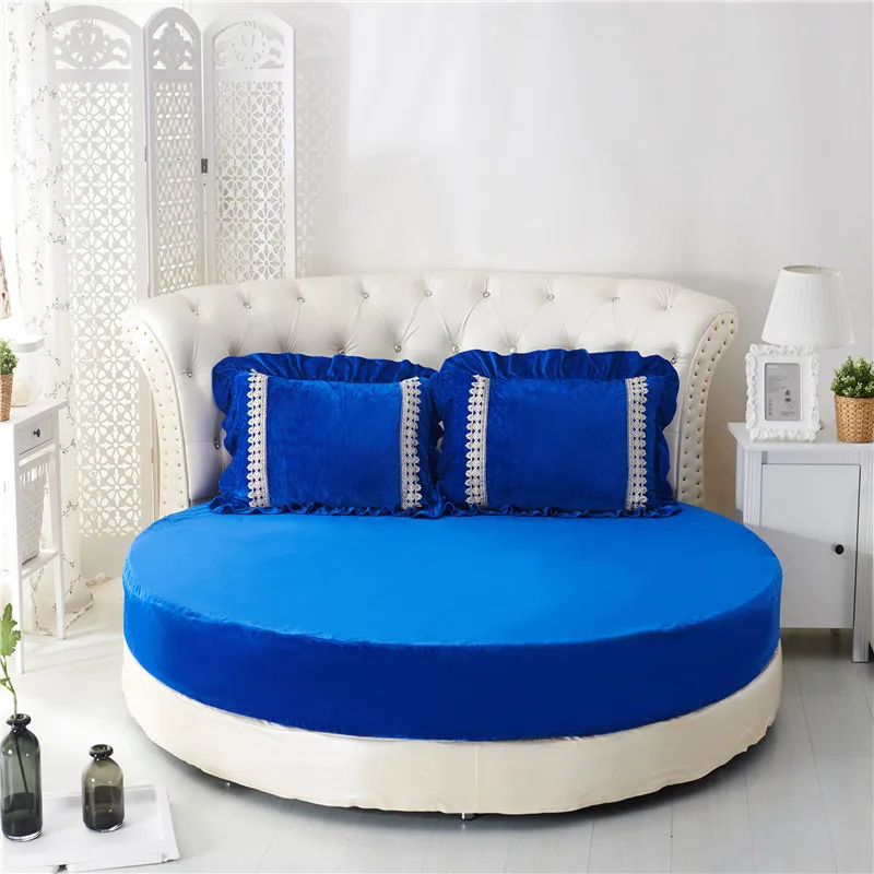 

3-Pieces Solid Color Printed Crystal velvet Round Flat Sheet Set Round Bed Sheet Bedding Set Customizable Mattress Topper 200cm