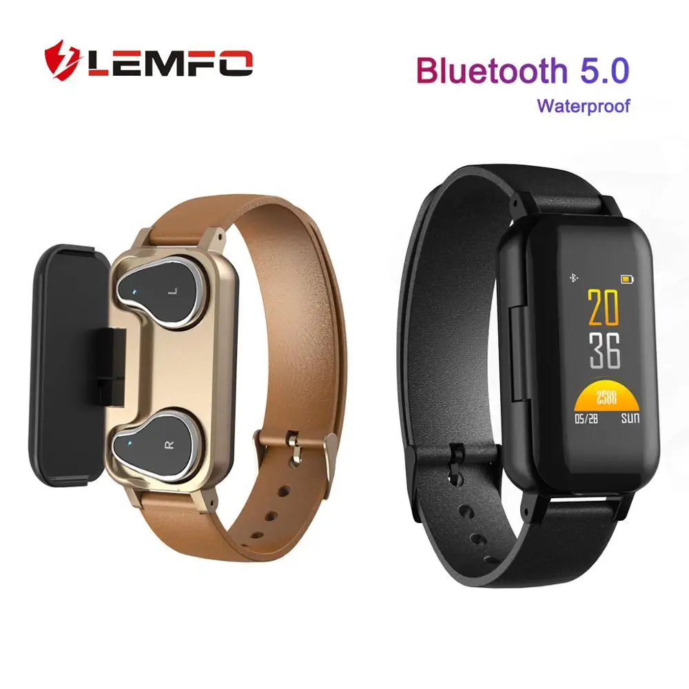 

2019 New Smart Watch Bluetooth Earphone Men Women Heart Rate Blood Pressure Monitoring LEMFO M1 Smart watch Men for Android IOS